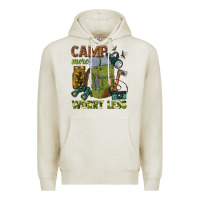 Oatmeal Heather camp more worry less Premium Hoodie - texasbilliewilder