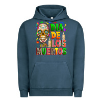 Pigment Midnight Navy Dia de los muertos Urban Hoodie - RanaPortraitStore