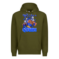 Army Green fight like a queen navy blue colon cancer afro gir Premium Hoodie - RanaPortraitStore