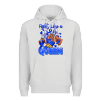 Dove Grey fight like a queen navy blue colon cancer afro gir Premium Hoodie - RanaPortraitStore
