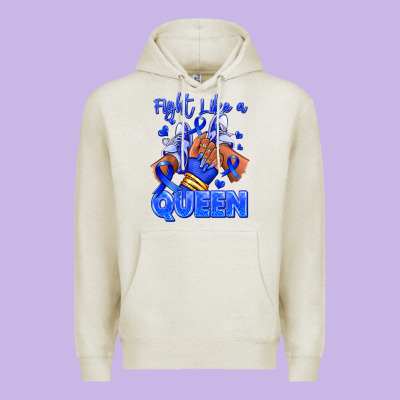 Premium Hoodie fight like a queen navy blue colon cancer afro gir