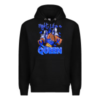 Black fight like a queen navy blue colon cancer afro gir Premium Hoodie - RanaPortraitStore