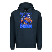 Navy fight like a queen navy blue colon cancer afro gir Premium Hoodie - RanaPortraitStore