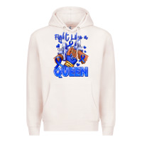 Pale Pink fight like a queen navy blue colon cancer afro gir Premium Hoodie - RanaPortraitStore