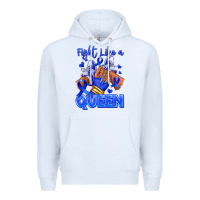 White fight like a queen navy blue colon cancer afro gir Premium Hoodie - RanaPortraitStore