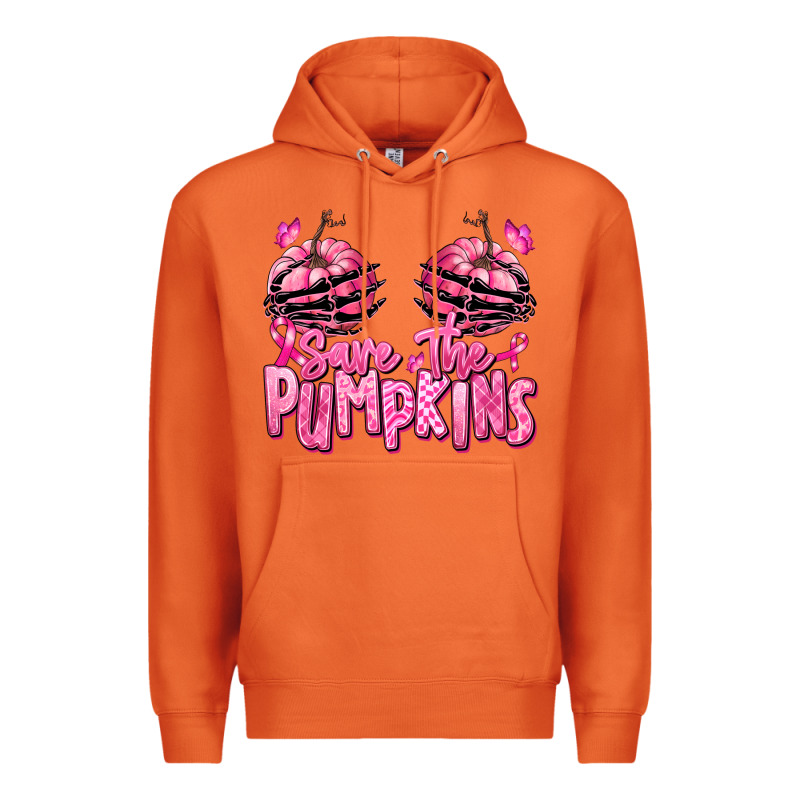 Save The Pumpkins Breast Cancer Premium Hoodie by RanaPortraitStore | Teevron