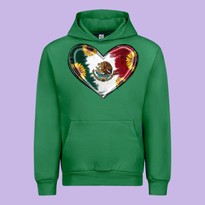 Urban Hoodie Sunflower Mexican Flag Heart