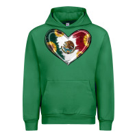 Emerald Sunflower Mexican Flag Heart Urban Hoodie - RanaPortraitStore