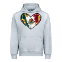 Heather Grey Sunflower Mexican Flag Heart Urban Hoodie - RanaPortraitStore