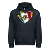 Navy Sunflower Mexican Flag Heart Urban Hoodie - RanaPortraitStore