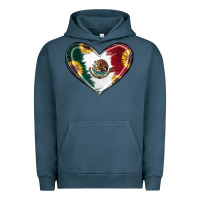Pigment Midnight Navy Sunflower Mexican Flag Heart Urban Hoodie - RanaPortraitStore