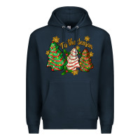 Navy 'tis the season christmas cake Premium Hoodie - Zillion Design Studio