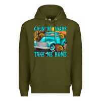 Army Green country roads take me home western Premium Hoodie - texasbilliewilder
