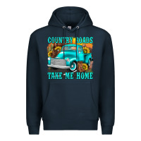 Navy country roads take me home western Premium Hoodie - texasbilliewilder