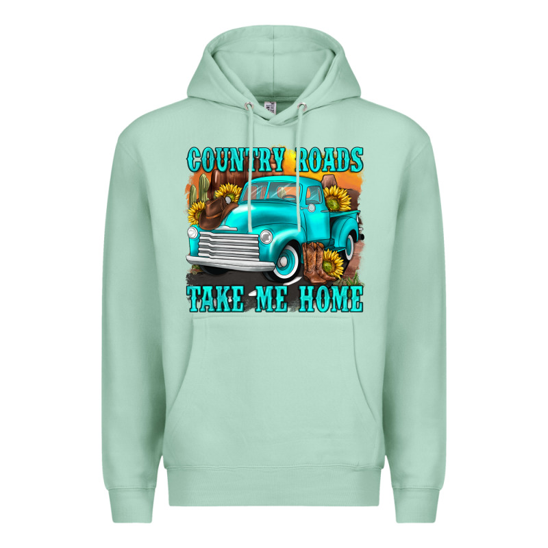 Country Roads Take Me Home Western Premium Hoodie by texasbilliewilder | Teevron