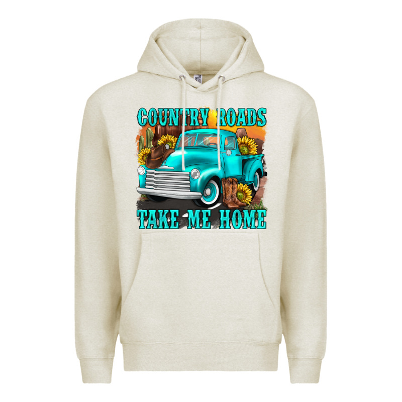 Country Roads Take Me Home Western Premium Hoodie by texasbilliewilder | Teevron