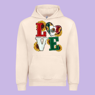 Urban Hoodie Mexican Flag With Sunflowers Love