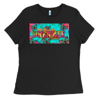 Black dreamer with butterfly and tie dye  licance  plate Ladies Tee - Artiststas
