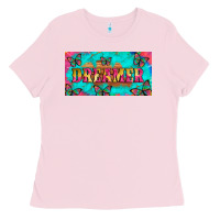 Bubblegum Pink dreamer with butterfly and tie dye  licance  plate Ladies Tee - Artiststas