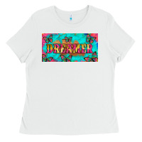 White dreamer with butterfly and tie dye  licance  plate Ladies Tee - Artiststas