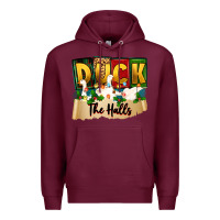 Burgundy christmas duck the halls Premium Hoodie - Zillion Design Studio