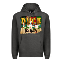 Charcoal Heather christmas duck the halls Premium Hoodie - Zillion Design Studio