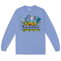 Colony Blue customize nail tools with sunflower preview Long Sleeve Tee - BarkalooDesign