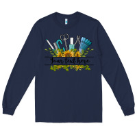 Navy customize nail tools with sunflower preview Long Sleeve Tee - BarkalooDesign
