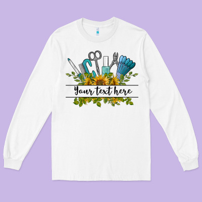 Customize Nail Tools With Sunflower Preview Long Sleeve Tee Designed By Barkaloodesign