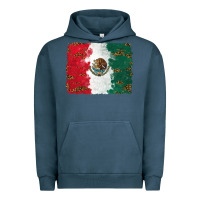 Pigment Midnight Navy Mexican Flag With Leopard Urban Hoodie - RanaPortraitStore