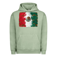 Pigment Oil Green Mexican Flag With Leopard Urban Hoodie - RanaPortraitStore