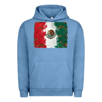 Pigment Pebble Blue Mexican Flag With Leopard Urban Hoodie - RanaPortraitStore