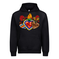 Black Sacred heart with leopard and serape heart Urban Hoodie - RanaPortraitStore