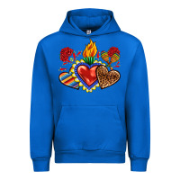 Cobalt Sacred heart with leopard and serape heart Urban Hoodie - RanaPortraitStore