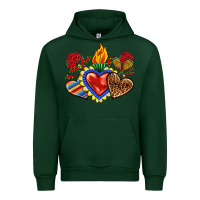 Forest Green Sacred heart with leopard and serape heart Urban Hoodie - RanaPortraitStore