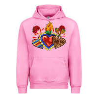Fuchsia Pink Sacred heart with leopard and serape heart Urban Hoodie - RanaPortraitStore