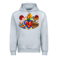 Heather Grey Sacred heart with leopard and serape heart Urban Hoodie - RanaPortraitStore