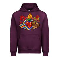 Mauve Wine Sacred heart with leopard and serape heart Urban Hoodie - RanaPortraitStore