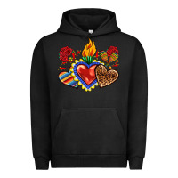 Pigment Black Sacred heart with leopard and serape heart Urban Hoodie - RanaPortraitStore