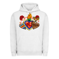 Pigment Lunar Rock Sacred heart with leopard and serape heart Urban Hoodie - RanaPortraitStore