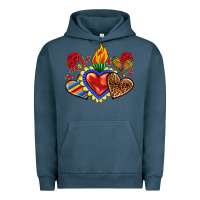 Pigment Midnight Navy Sacred heart with leopard and serape heart Urban Hoodie - RanaPortraitStore