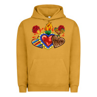 Pigment Peanut Butter Sacred heart with leopard and serape heart Urban Hoodie - RanaPortraitStore