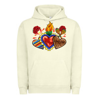 Pigment Pistachio Sacred heart with leopard and serape heart Urban Hoodie - RanaPortraitStore