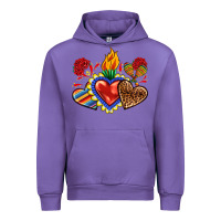 Tulip Sacred heart with leopard and serape heart Urban Hoodie - RanaPortraitStore