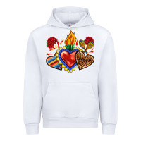 White Sacred heart with leopard and serape heart Urban Hoodie - RanaPortraitStore