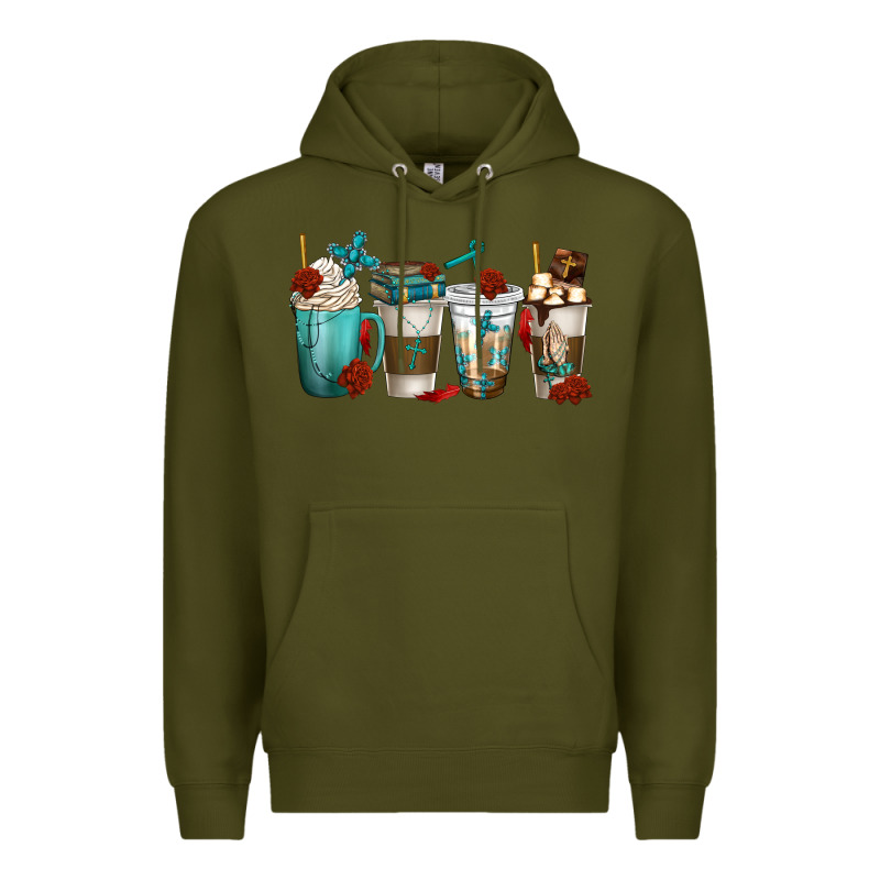 Faith Coffee Cups Premium Hoodie by texasbilliewilder | Teevron