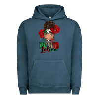 Pigment Midnight Navy Proud Latina messy bun Urban Hoodie - RanaPortraitStore