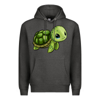 Charcoal Heather cute turtle Premium Hoodie - Zillion Design Studio