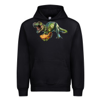 T-rex Dinosaur Holding A Taco Urban Hoodie | Teevron