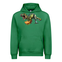 Emerald T-Rex dinosaur holding a taco Urban Hoodie - RanaPortraitStore